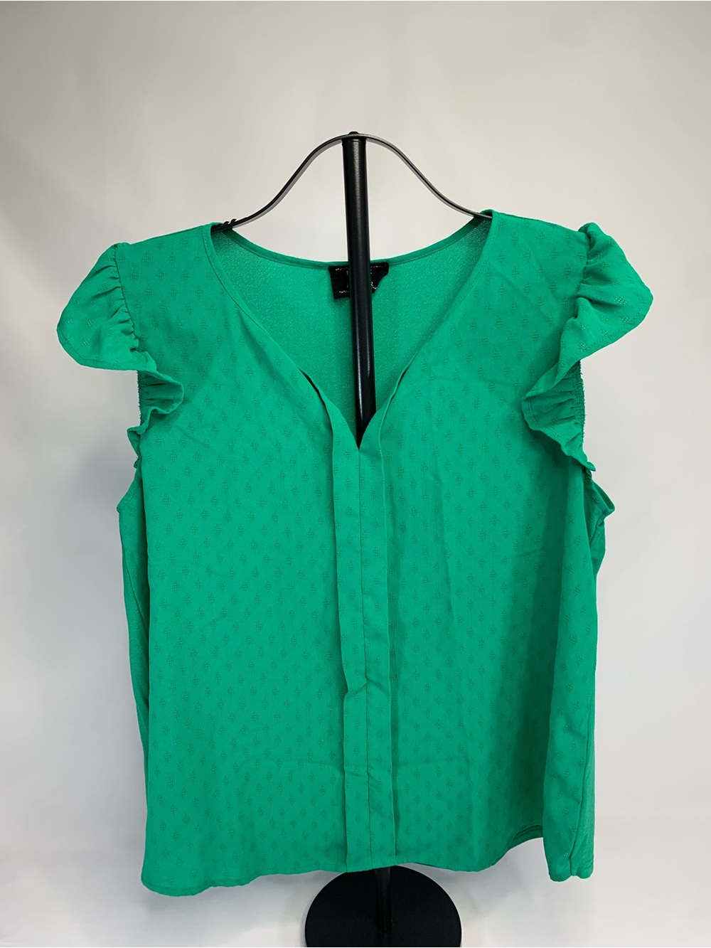 Ruffle Sleeve V-Neck Blouse in Green